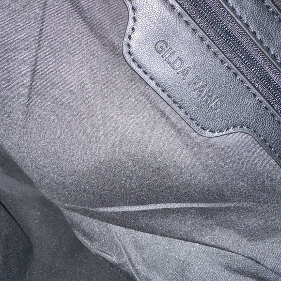 Black Quilted Handbag with Gold Accents - Picture 3 of 3